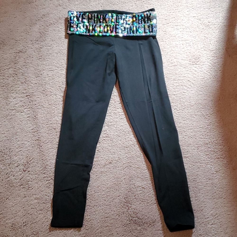 VS PINK Black Sequin Leggings